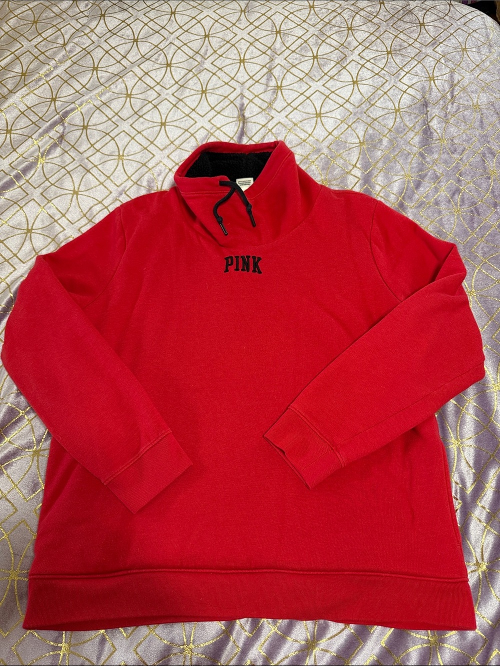 💥 PINK Victoria's Secret Men's Red Turtleneck Drawstring Sweatshirt